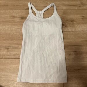Lululemon Athletica White Fitted Tank Top Textured